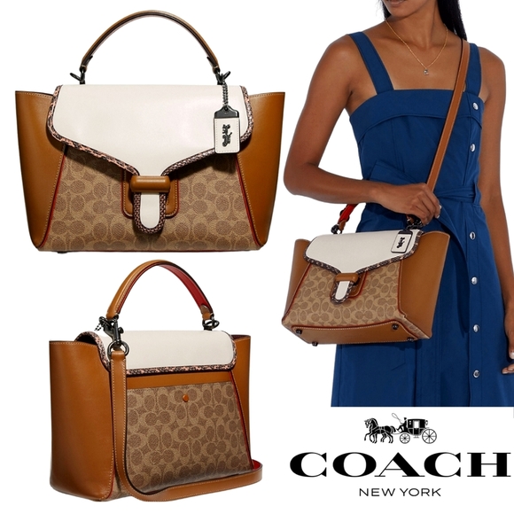 LAST CHANCE❗RARE Coach Courier Colorblock Genuine Snakeskin Crossbody - Picture 1 of 16